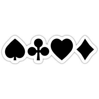 Pik Kreuz Herz Karo - Kartenblatt - Sticker Größe S (10 x 10 cm) - Mattweiß - Vorne