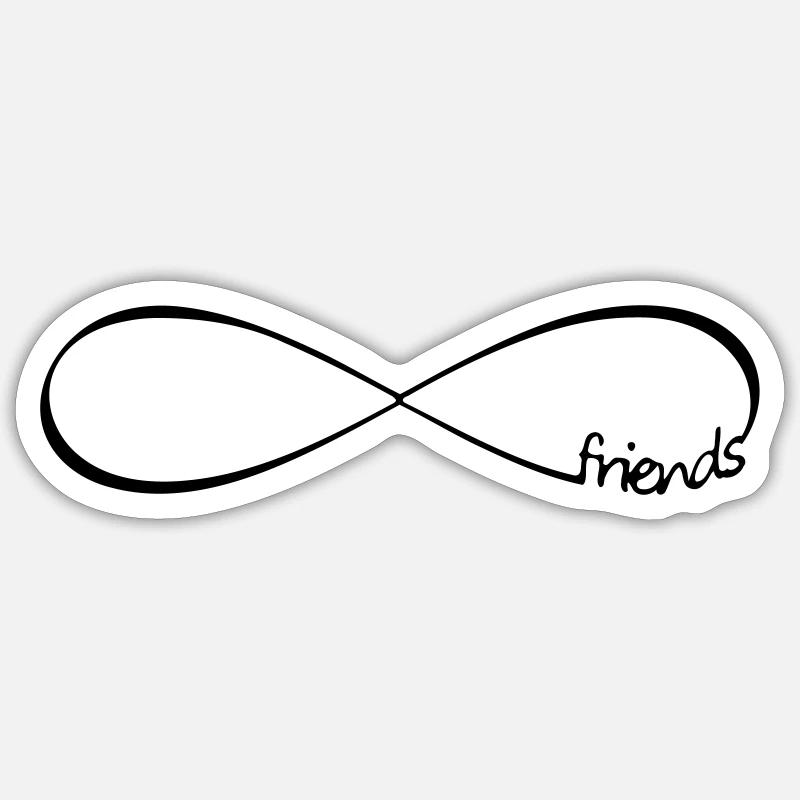 Infinity venner - Venskab Symbol venner - Sticker størrelse S (10 x 10 cm) - mat hvid