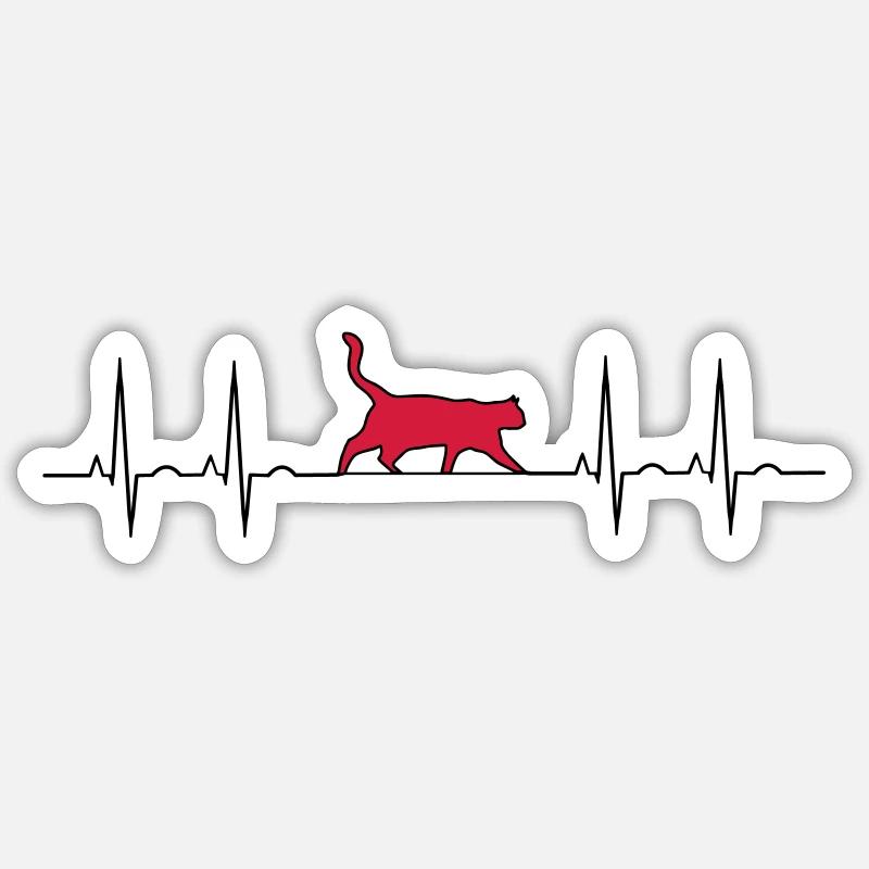 Chat d'électrocardiogramme - Sticker taille S (10 x 10 cm) - blanc mat