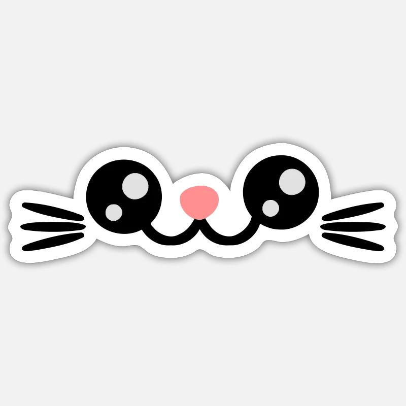 Katzengesicht Katzen Augen Süßes Chibi Kätzchen - Sticker Größe S (10 x 10 cm) - Mattweiß