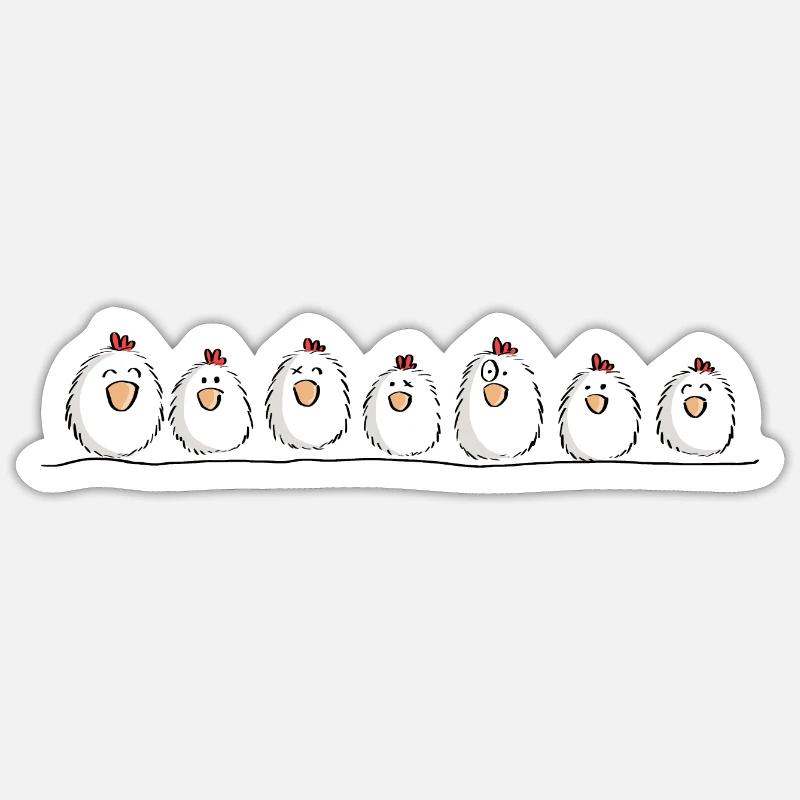 Poulets sur le poulet - Sticker taille S (10 x 10 cm) - blanc mat
