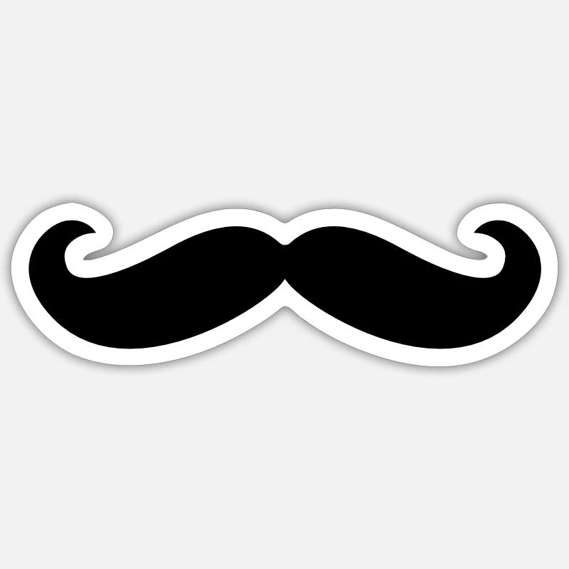 Schnurrbart - Sticker Größe S (10 x 10 cm) - Mattweiß