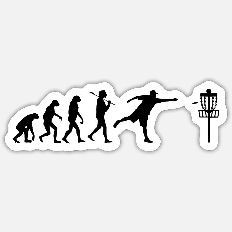 Disc Golf Evolution Ultimate Frisbee Lustig Sport - Sticker Größe S (10 x 10 cm) - Mattweiß