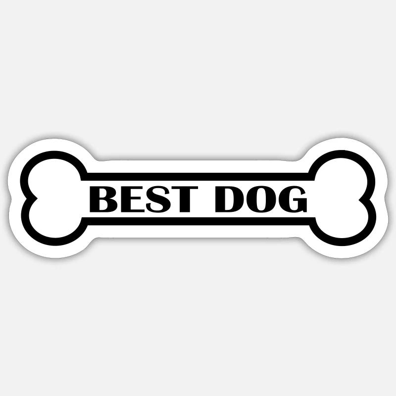 Bester Hund / Best Dog mit einem Knochen - Sticker Größe S (10 x 10 cm) - Mattweiß
