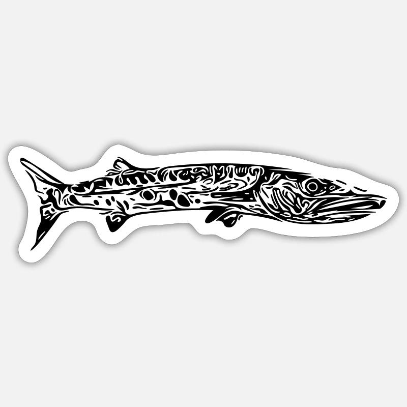 Barrakuda - Sticker Größe S (10 x 10 cm) - Mattweiß