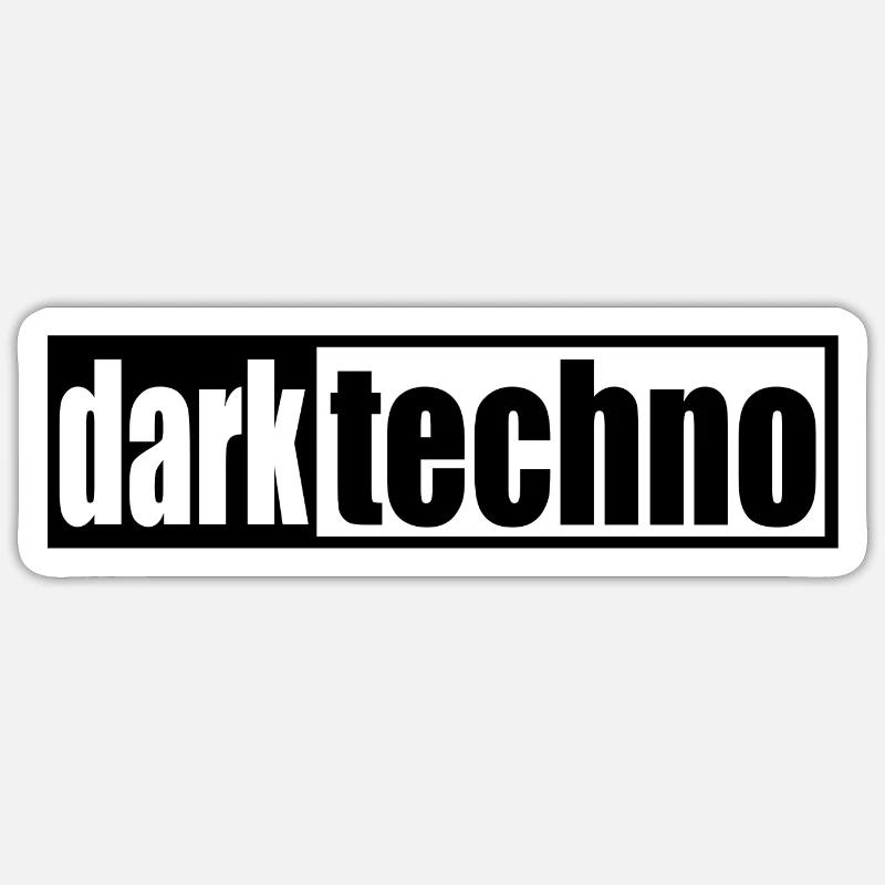 Techno - techno music - dark techno - Inscription - Sticker taille S (10 x 10 cm) - blanc mat