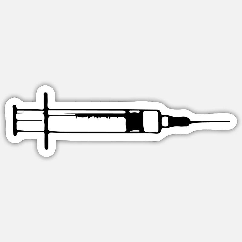 Syringe injection needle 1c. Sticker size S (10 x 10 cm)