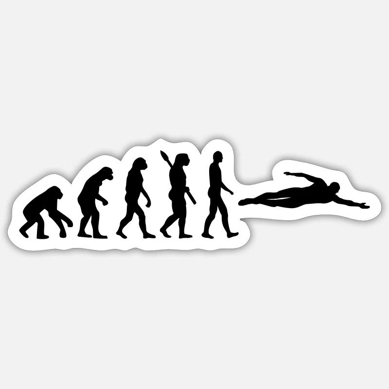 Evolution Schwimmen - Sticker Größe S (10 x 10 cm) - Mattweiß