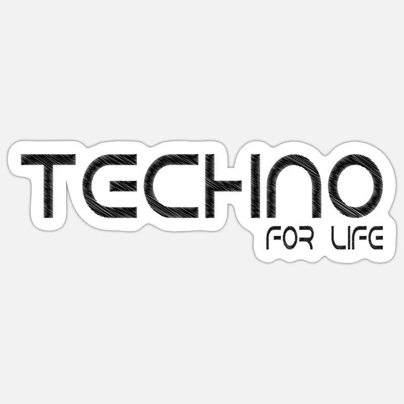 Techno - Techno music - for life - Sticker Größe S (10 x 10 cm) - Mattweiß