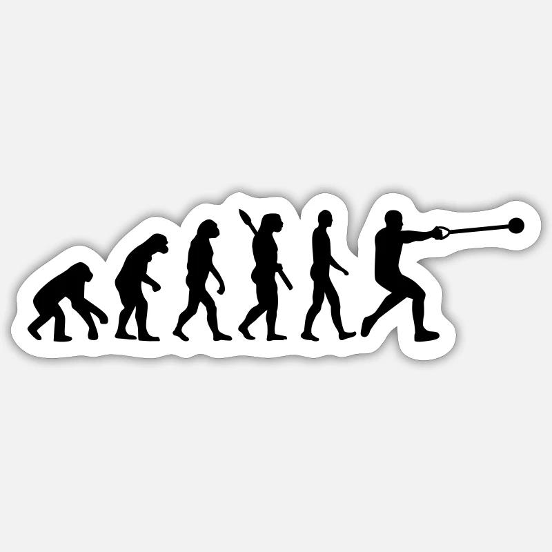 Evolution Hammer throw - Sticker size S (10 x 10 cm) - white matte