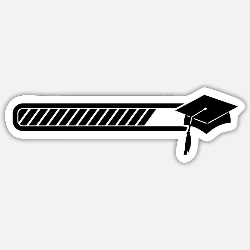 Examenshut - Abi - Abschluss loading - Sticker Größe S (10 x 10 cm) - Mattweiß