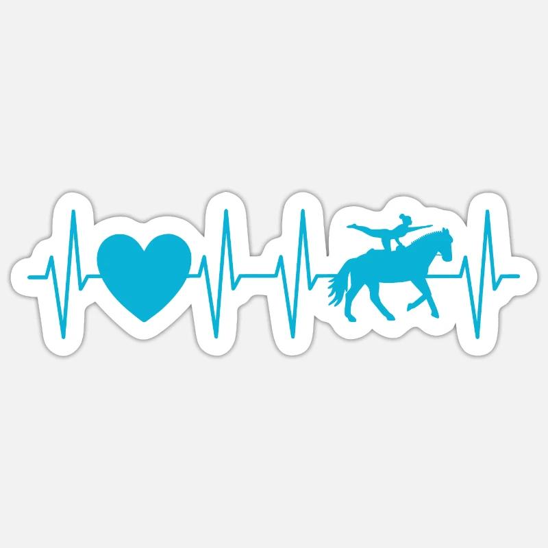 Volti Herzschlag hellblau - Voltigierer Geschenk - Sticker Größe S (10 x 10 cm) - Mattweiß