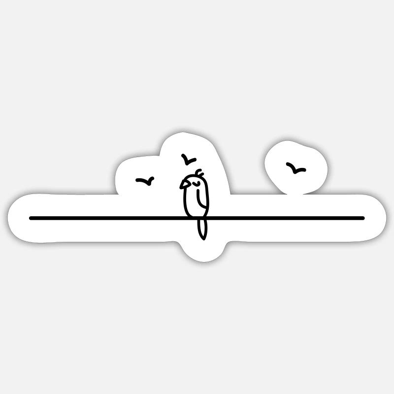 oiseau endormi - Sticker taille S (10 x 10 cm) - blanc mat