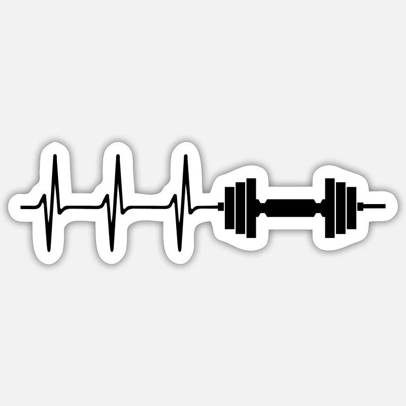heartbeat dumbbell workout - Sticker size S (10 x 10 cm) - white matte