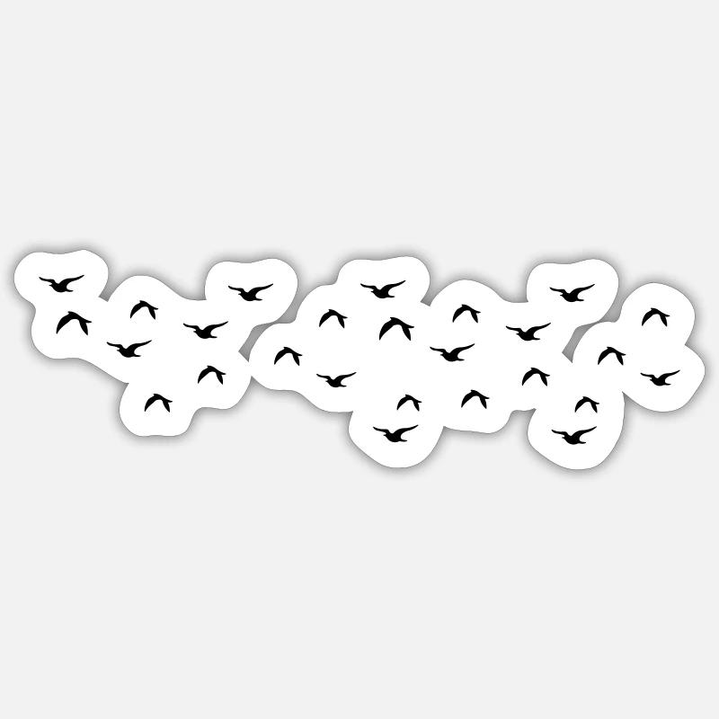 Vogelschwarm - Sticker Größe S (10 x 10 cm) - Mattweiß
