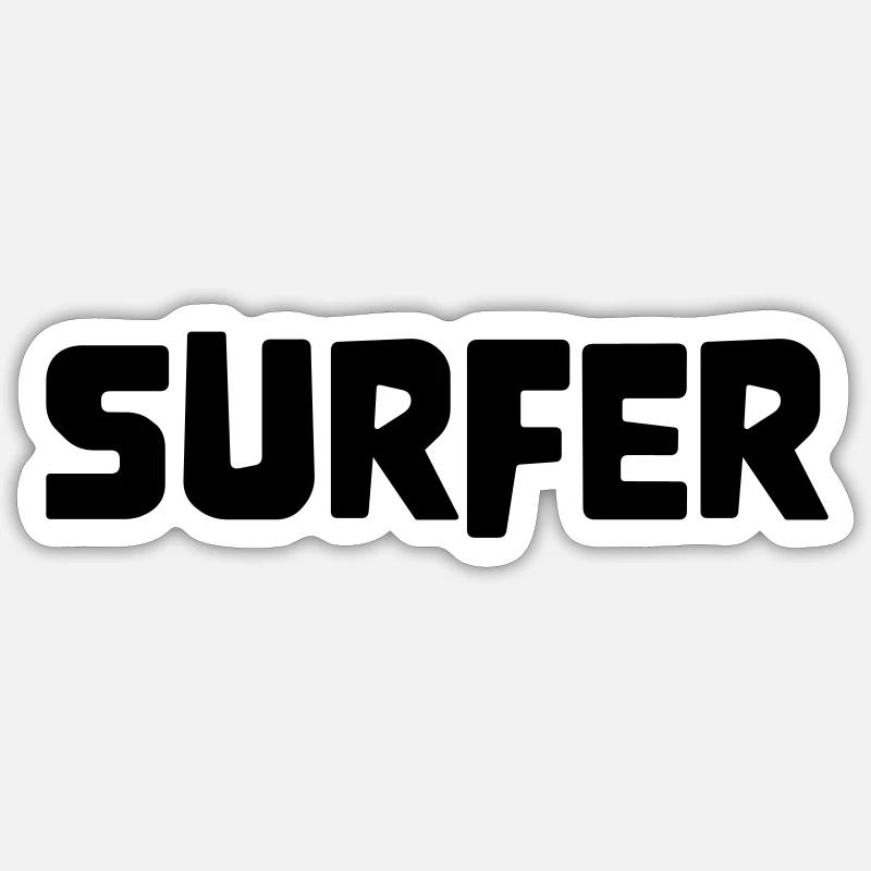 surfeur - Sticker taille S (10 x 10 cm) - blanc mat