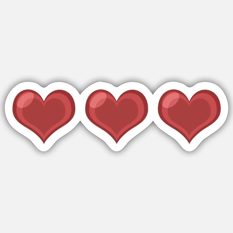 Trois coeurs - Sticker taille S (10 x 10 cm) - blanc mat