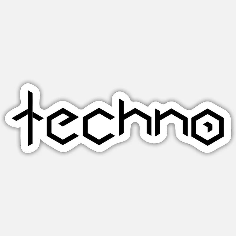 techno - Sticker Größe S (10 x 10 cm) - Mattweiß