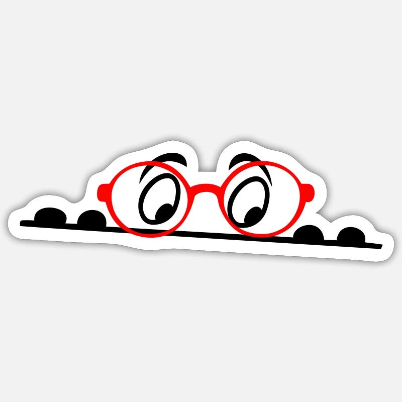 Glasses, eyes, comic - Sticker size S (10 x 10 cm) - white matte