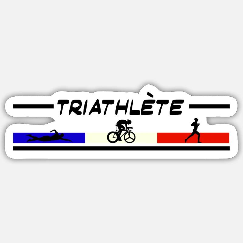 triathlète - Sticker taille S (10 x 10 cm) - blanc mat
