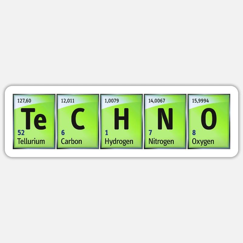 Periodic table Carbon Nitrogen Oxygen TeCHNO green Sticker size S (10 x 10 cm)