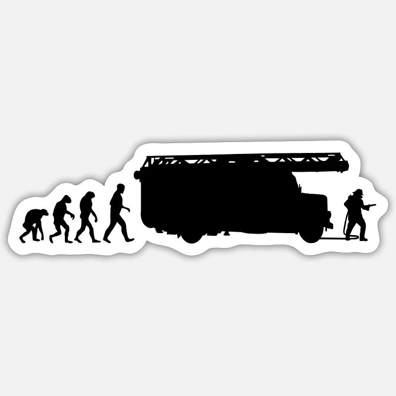 Feuerwehrmann Evolution Feuerwehrauto Leiter - Sticker Größe S (10 x 10 cm) - Mattweiß