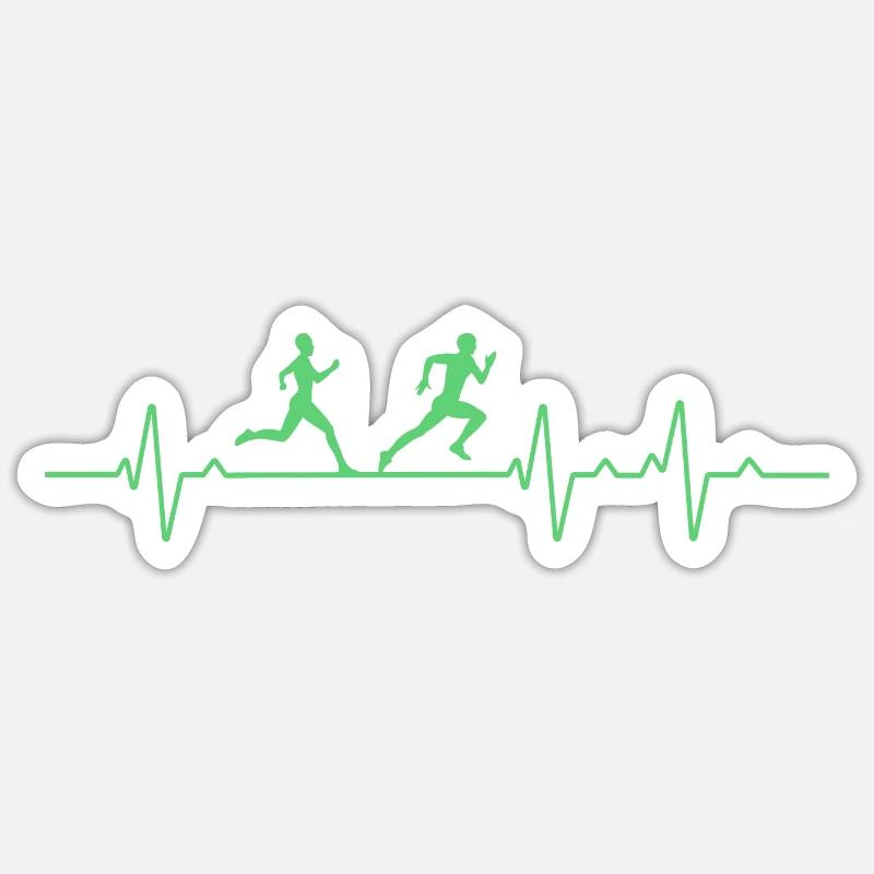 Heartbeat Jogging Running - Sticker size S (10 x 10 cm) - white matte
