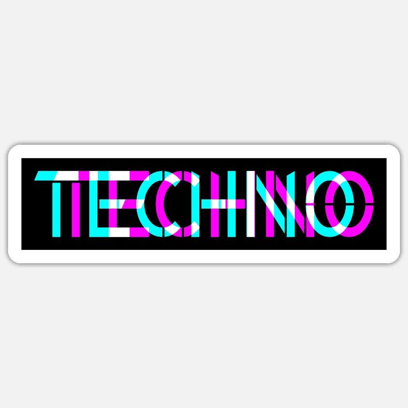 Techno - techno music - rave - techno sticker - Sticker Größe S (10 x 10 cm) - Mattweiß