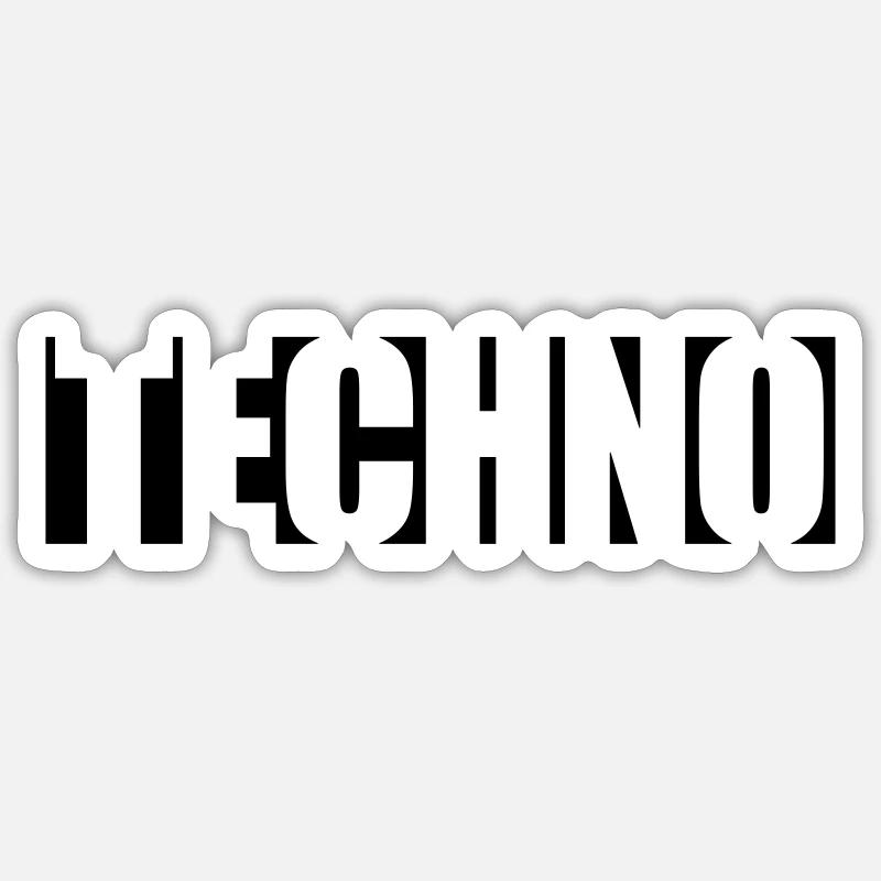 Logo Techno Musik - Sticker Größe S (10 x 10 cm) - Mattweiß