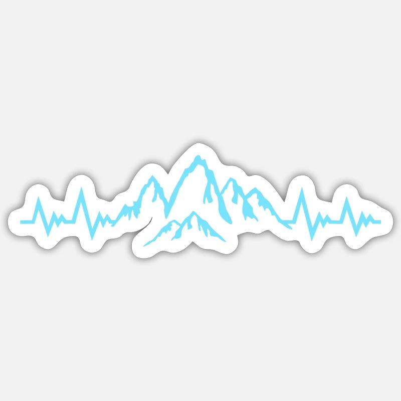 Mountain Pulse, Mountains ECG Heartbeat - Sticker size S (10 x 10 cm) - white matte
