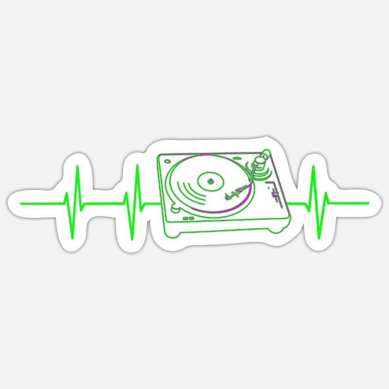 Plattenspieler Frequenz - Sticker Größe S (10 x 10 cm) - Mattweiß