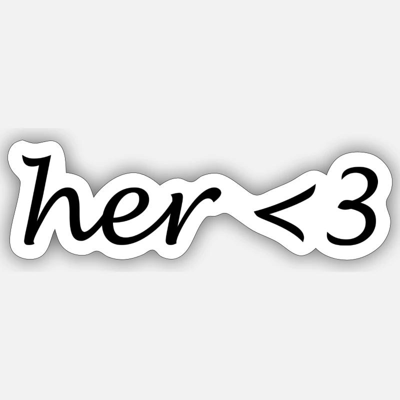 her <3 - Sticker Größe S (10 x 10 cm) - Mattweiß