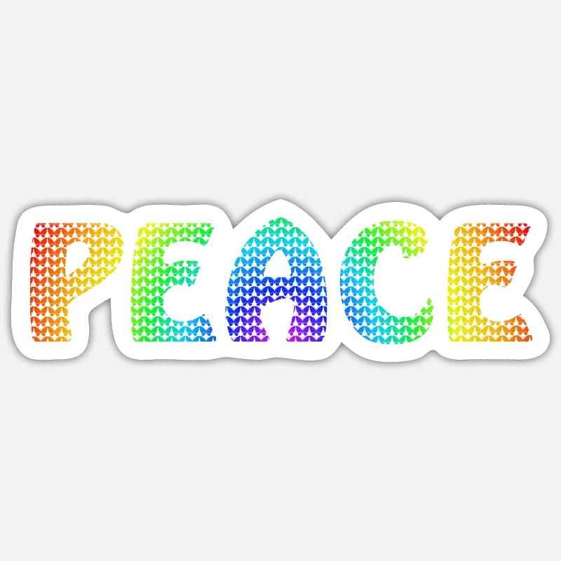 Peace Schmetterling Regenbogen Sticker Größe S (10 x 10 cm)