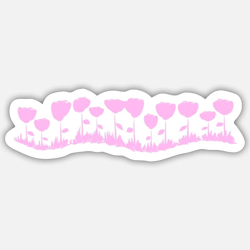 pink rose wave line - Sticker size S (10 x 10 cm) - white matte