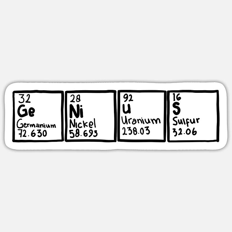 Genius Periodensystem Element - Sticker Größe S (10 x 10 cm) - Mattweiß