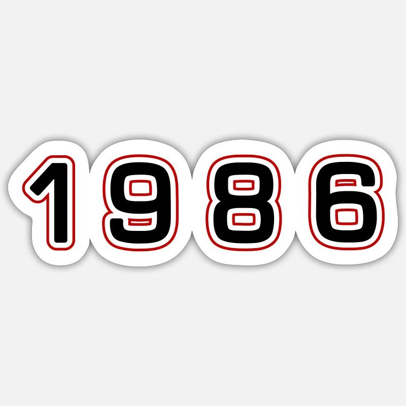 Numéro de l’année 1986 - Sticker taille S (10 x 10 cm) - blanc mat