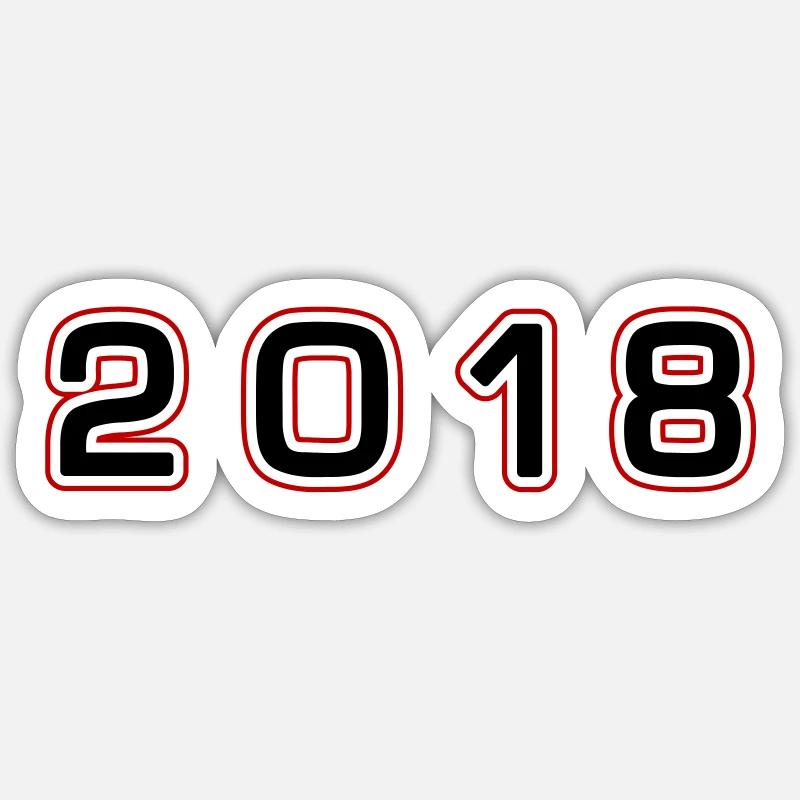 Numéro de l’année 2018 - Sticker taille S (10 x 10 cm) - blanc mat