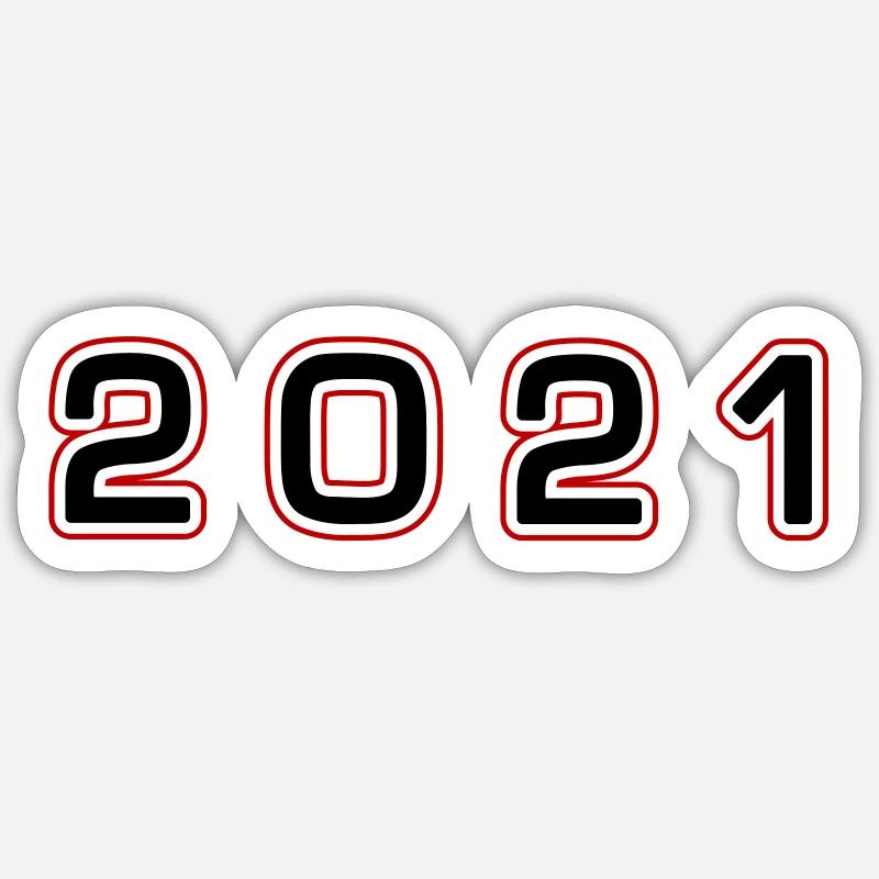Numéro de l’année 2021 - Sticker taille S (10 x 10 cm) - blanc mat