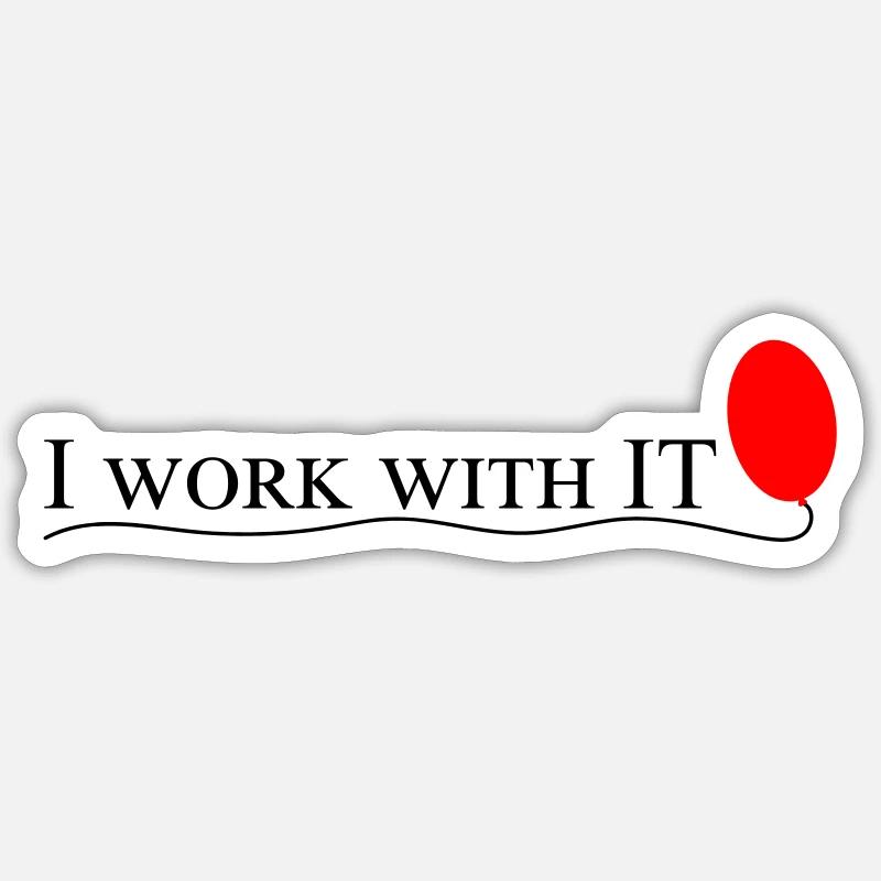 Je travaille avec l’informatique - Sticker taille S (10 x 10 cm) - blanc mat
