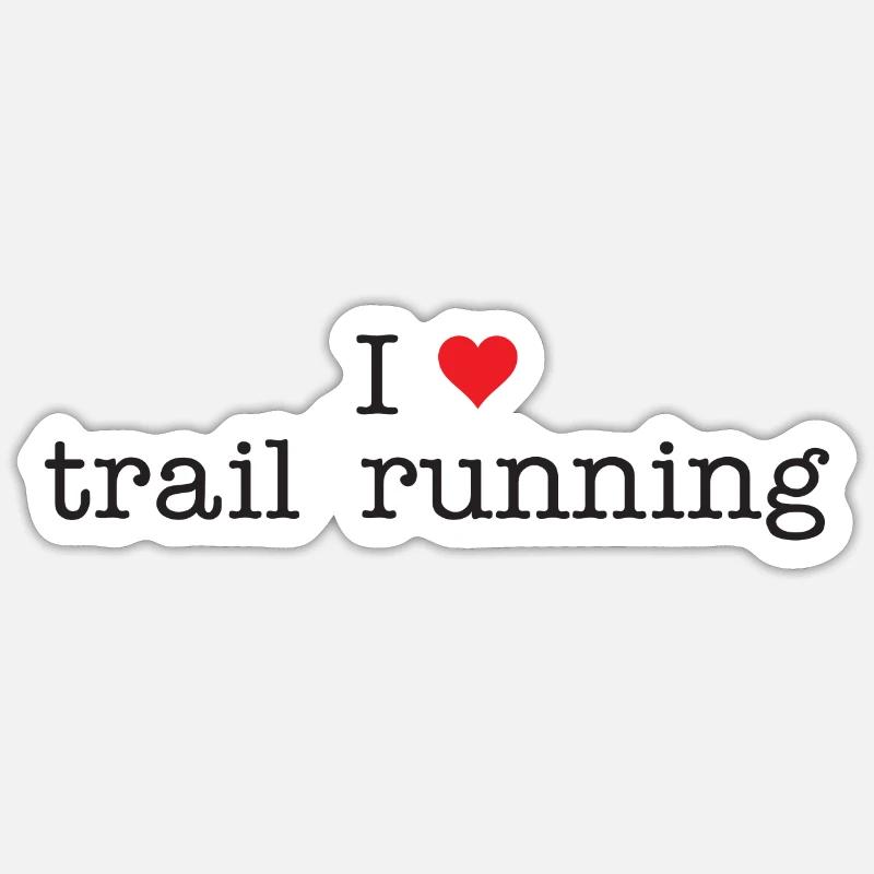 J’adore le trail running - Sticker taille S (10 x 10 cm) - blanc mat