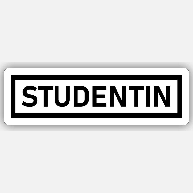 Studentin Schwarz Modern Simple Design - Sticker Größe S (10 x 10 cm) - Mattweiß