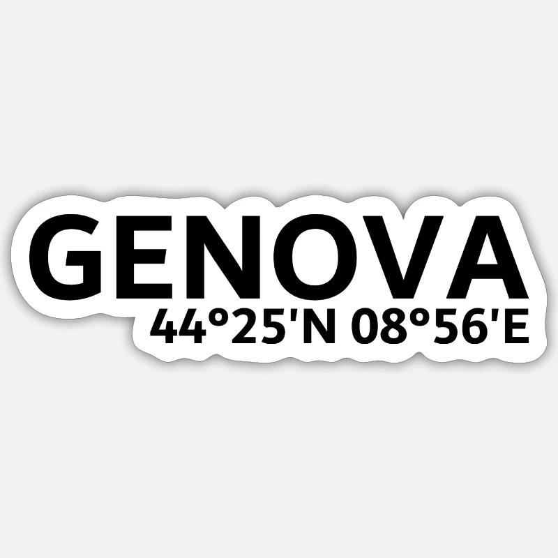 Coordonnées de Gênes - Sticker taille S (10 x 10 cm) - blanc mat