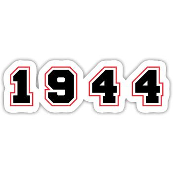 1944 Jahr Zahl - Sticker Größe S (10 x 10 cm) - Mattweiß - Vorne