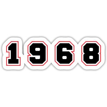 1968 Jahr Zahl - Sticker Größe S (10 x 10 cm) - Mattweiß - Vorne