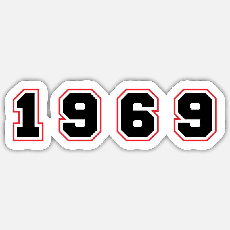 1969 Year Number - Sticker size S (10 x 10 cm) - white matte