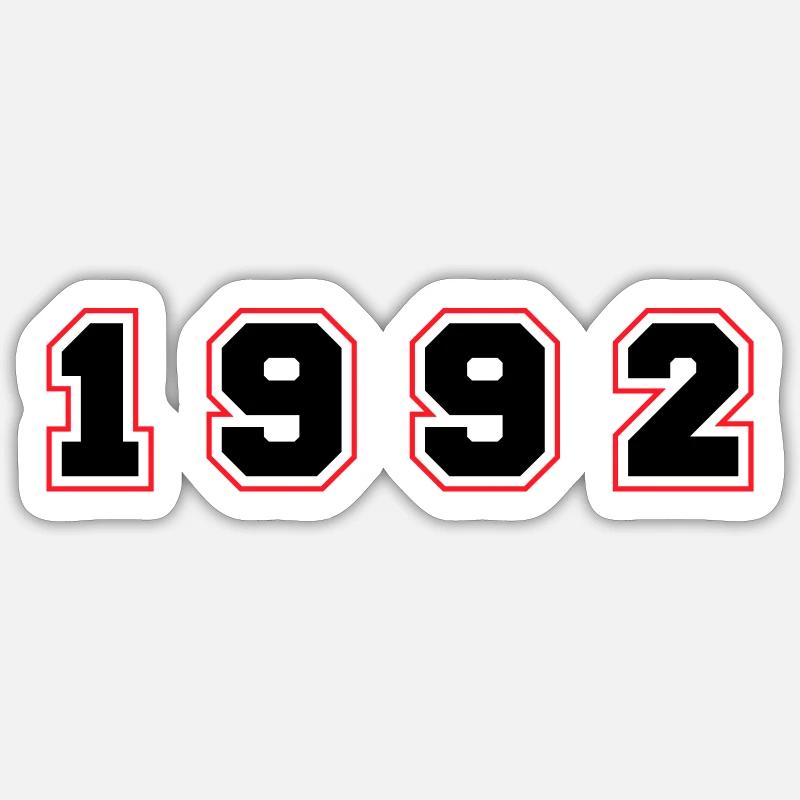 1992 Year Number Sticker size S (10 x 10 cm)
