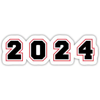2024 Jahr Zahl - Sticker Größe S (10 x 10 cm) - Mattweiß - Vorne