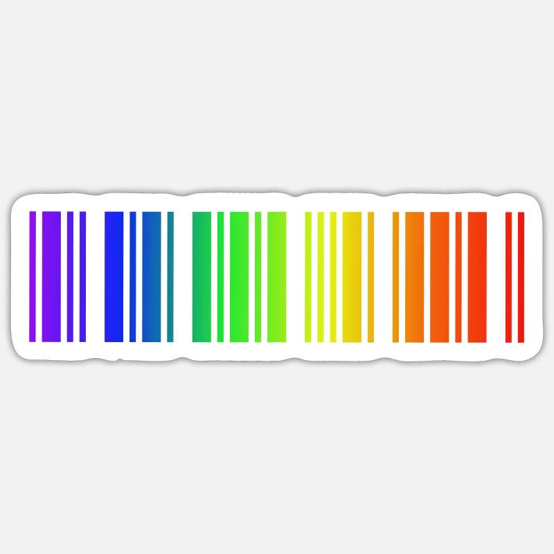 Regenbogen Strichcode, LGBT - Sticker Größe S (10 x 10 cm) - Mattweiß