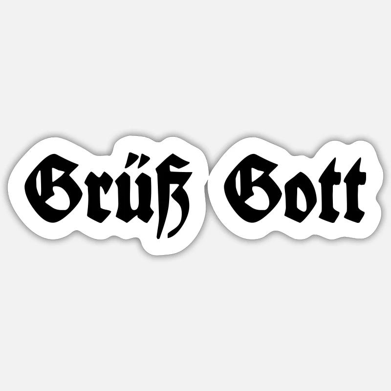 Grüß Gott - Sticker Größe S (10 x 10 cm) - Mattweiß