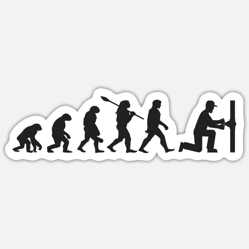 Evolution plombier - Sticker taille S (10 x 10 cm) - blanc mat